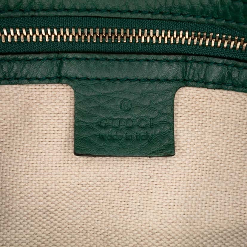 Gucci Pebbled Calfskin Soho Cellarius Boston Bag Green Leather Good condition - Box View