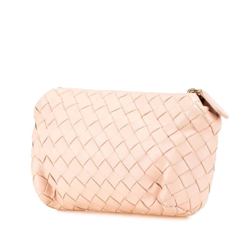 Bottega Veneta Leather Intrecciato Pouch Brown Leather Good condition - Back View