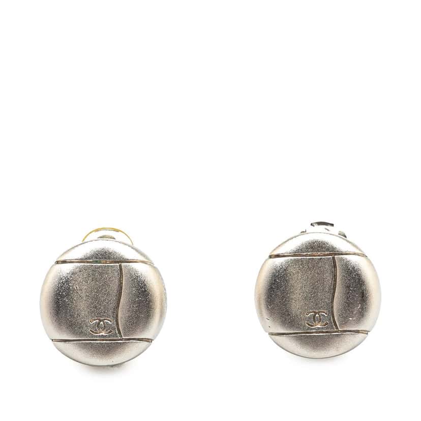 Chanel Silver CC Clip On Earrings Silver Silver Good condition - Front View