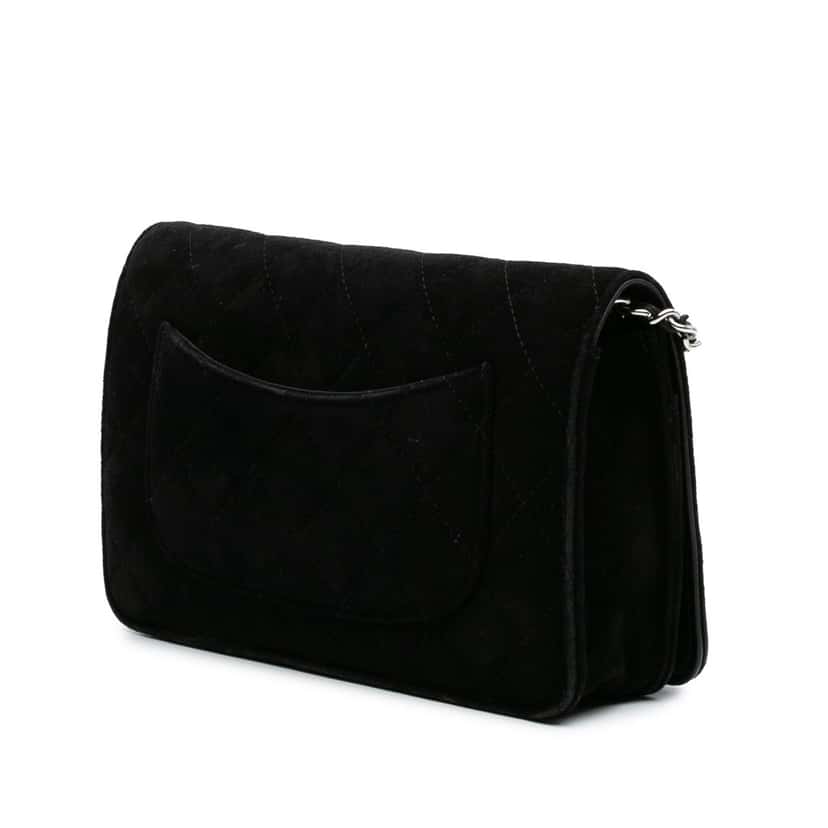 Chanel Quilted Suede Cocostellar Wallet on Chain Black Leather Good condition - Back View