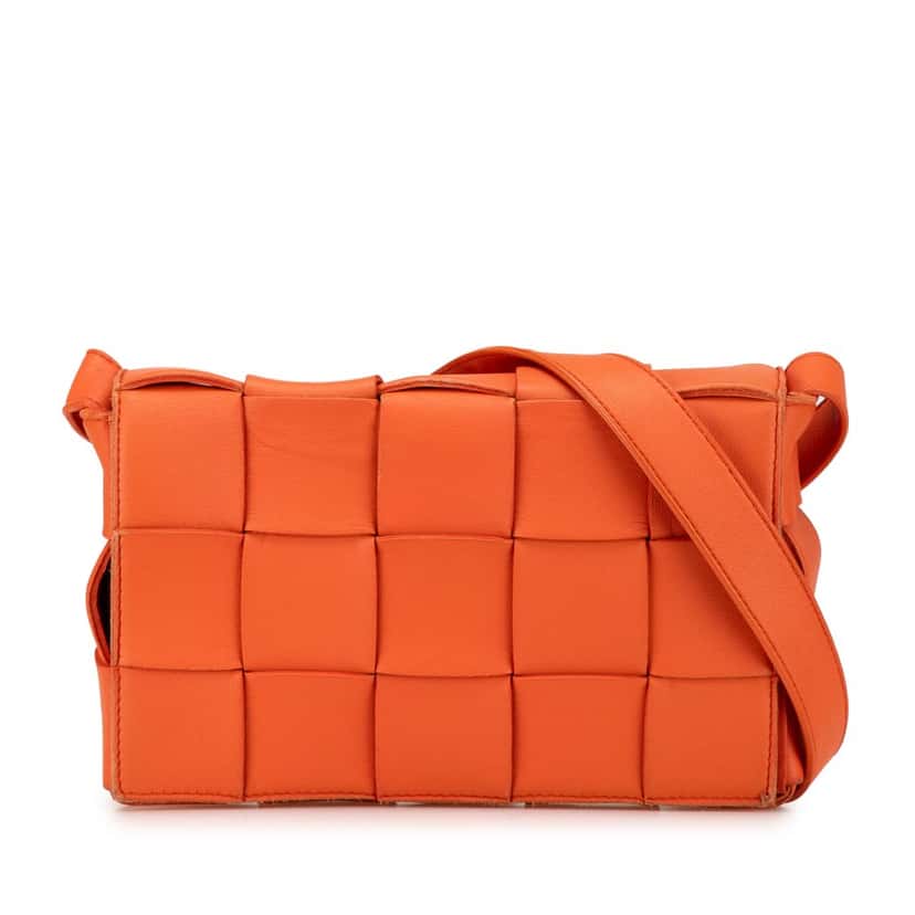 Bottega Veneta Nappa Intrecciato Cassette Crossbody Orange Leather Good condition - Front View