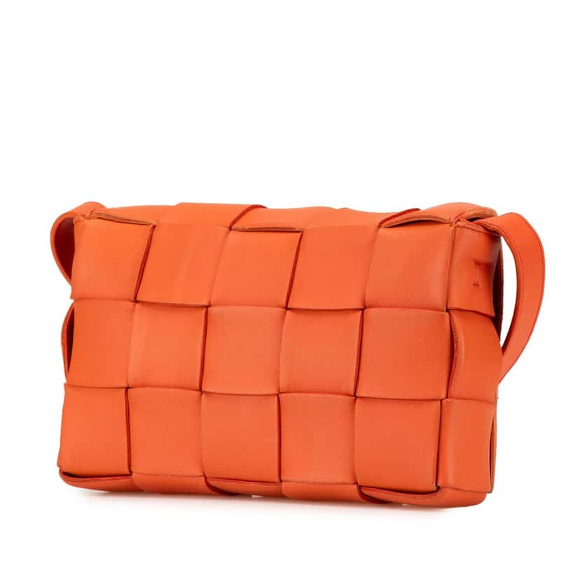 Bottega Veneta Nappa Intrecciato Cassette Crossbody Orange Leather Good condition - Back View