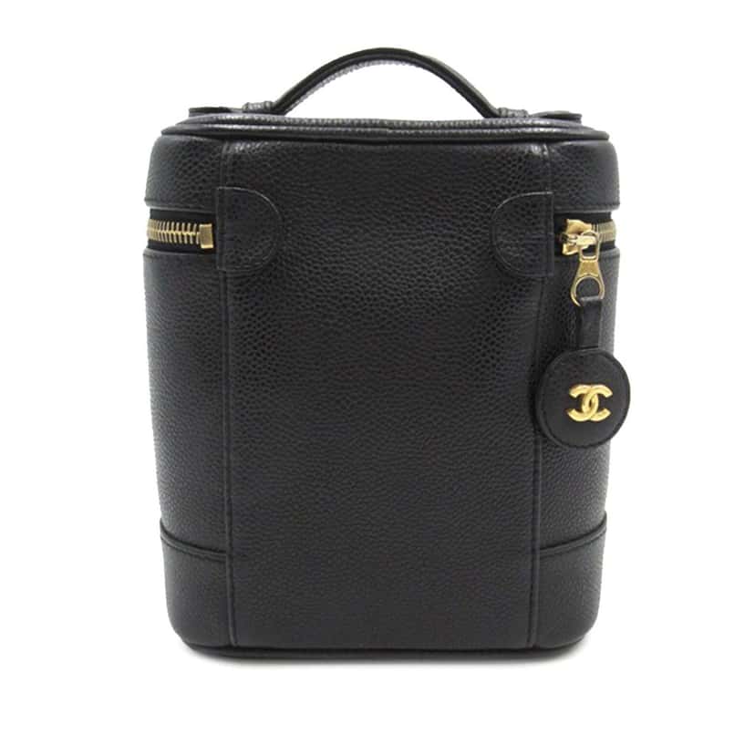 Chanel CC Caviar Vanity Case Black Leather Good condition - Inside View