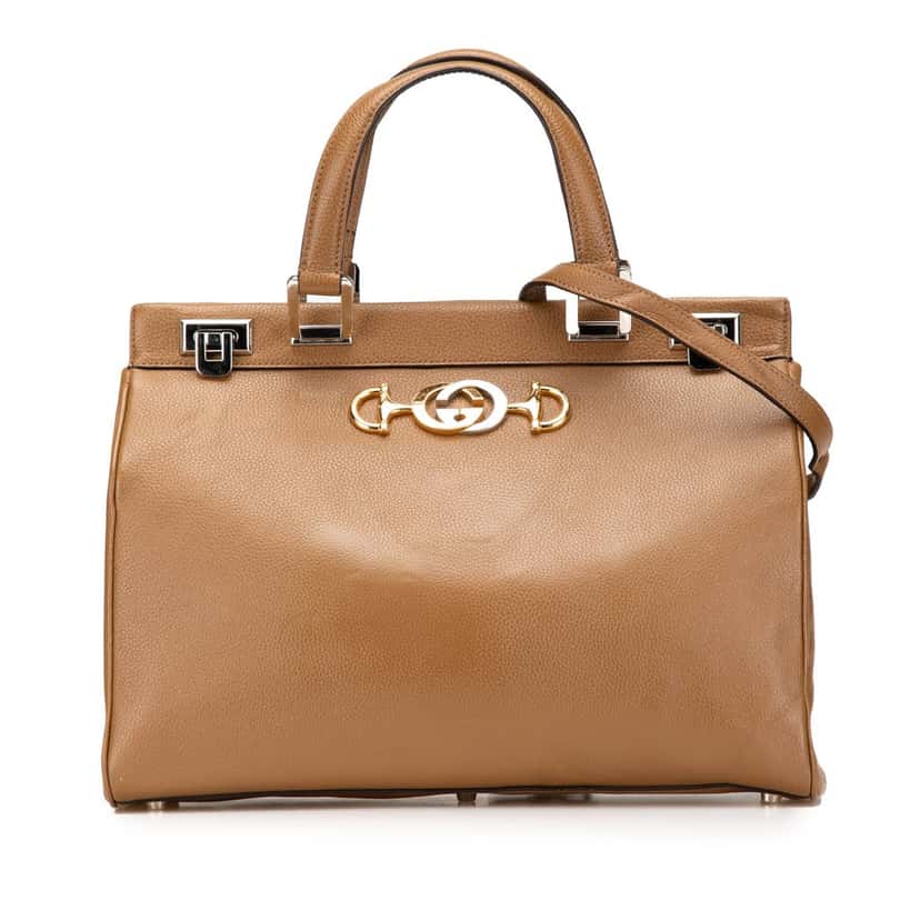 Gucci Medium Leather Zumi Top Handle Bag Brown Leather Good condition - Front View