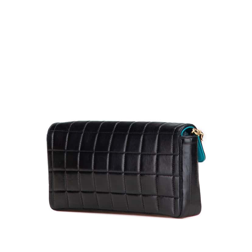 Chanel Chocolate Bar Lambskin East West Flap Black Leather Good condition - Back View