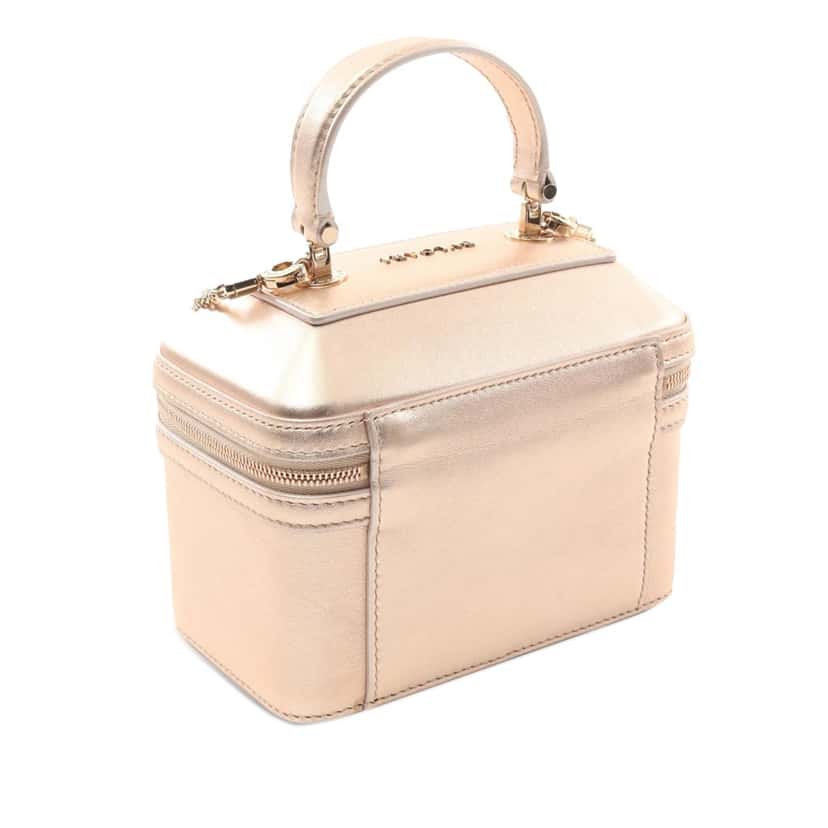 Bvlgari Metallic Leather Vanity Bag Pink Leather Good condition - Back View
