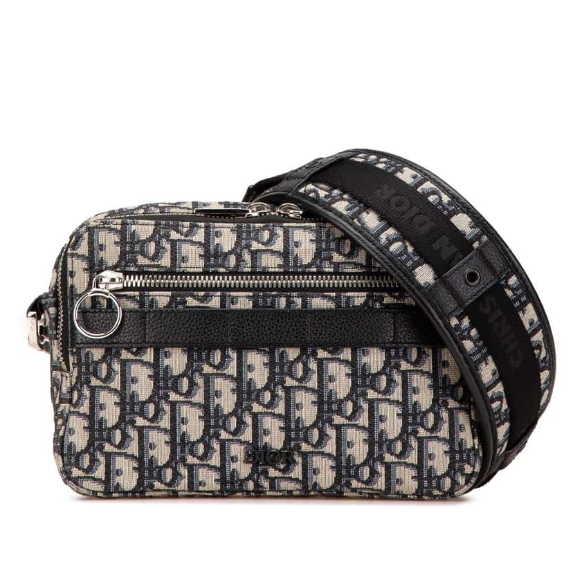 Dior Oblique Canvas Safari Crossbody Blue Canvas Good condition - Front View