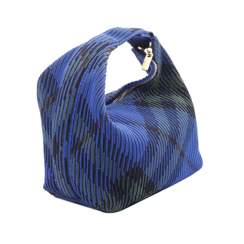Burberry Mini Nova Check Knit Peg Duffle Bag Blue Wool Good condition - Back View
