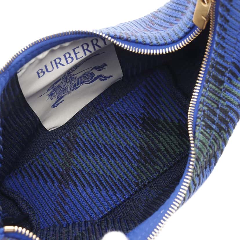 Burberry Mini Nova Check Knit Peg Duffle Bag Blue Wool Good condition - Inside View