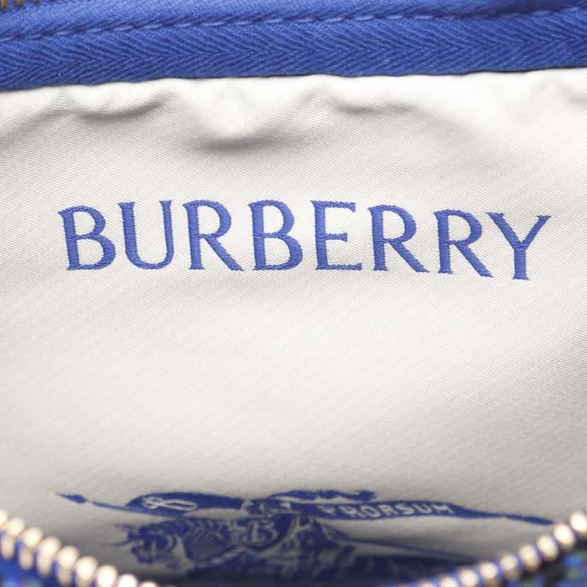 Burberry Mini Nova Check Knit Peg Duffle Bag Blue Wool Good condition - Model View
