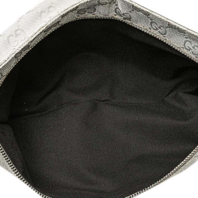 Gucci GG Canvas Web Double Pocket Belt Bag Silver Canvas Good condition - Model View