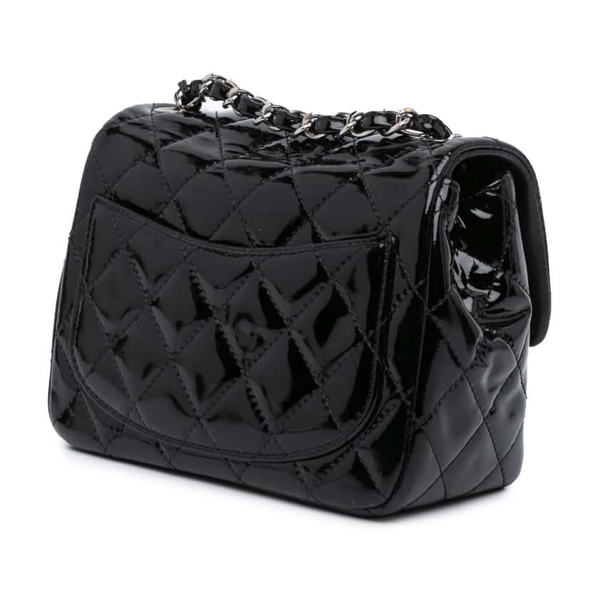 Chanel Mini Square Classic Patent Single Flap Black Leather Good condition - Back View