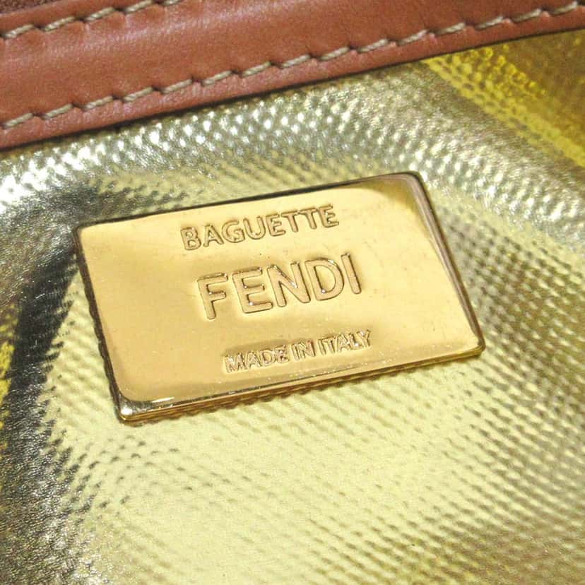 Fendi Zucca Embroidered Denim Baguette Satchel Blue Denim Good condition - Box View
