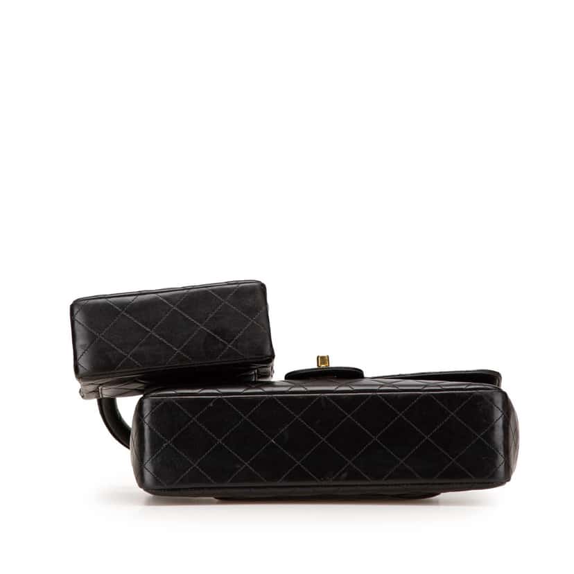 Chanel Lambskin Parent Child Kelly Set Top Handle Bag Black Leather Good condition - Inside View