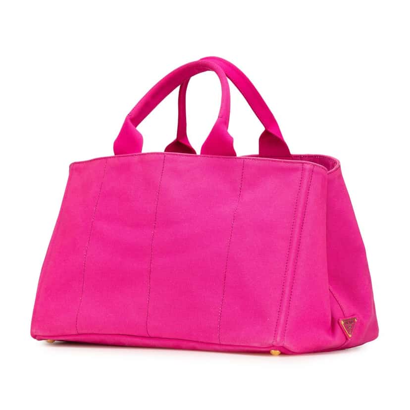 Prada Large Canvas Canapa Logo Satchel Pink Canvas Good condition - Back View