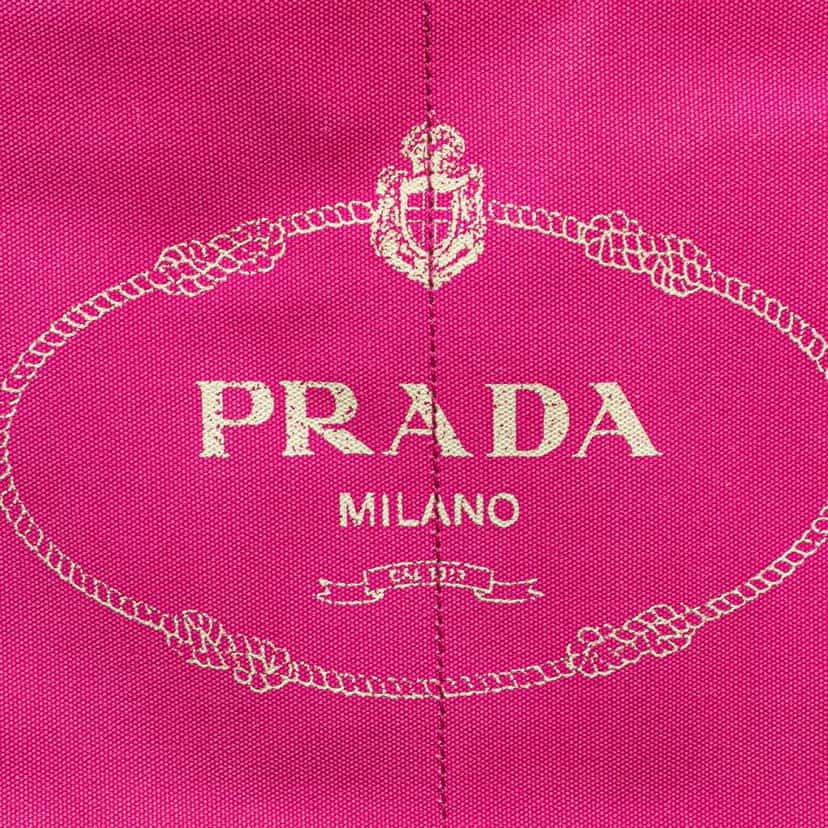 Prada Large Canvas Canapa Logo Satchel Pink Canvas Good condition - Box View