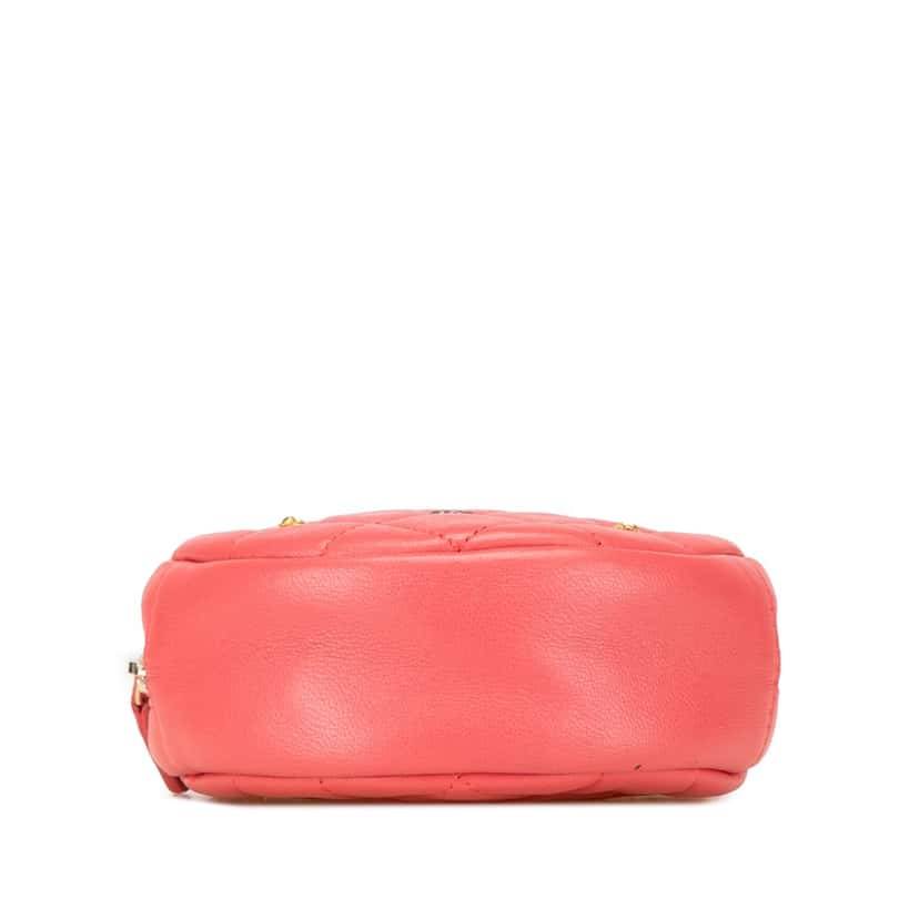 Chanel Quilted Lambskin Lucky Charms Round Clutch with Chain Pink Leather Good condition - Inside View