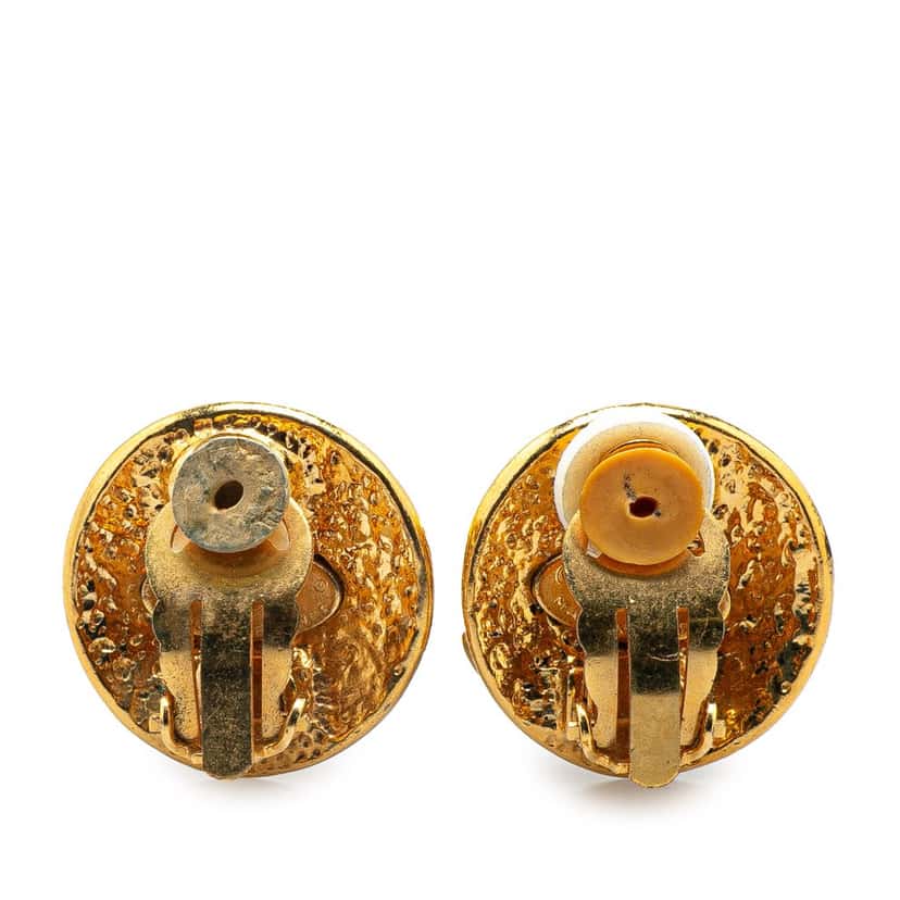 Chanel Gold Plated CC Clip on Earrings Gold Metal Good condition - Back View