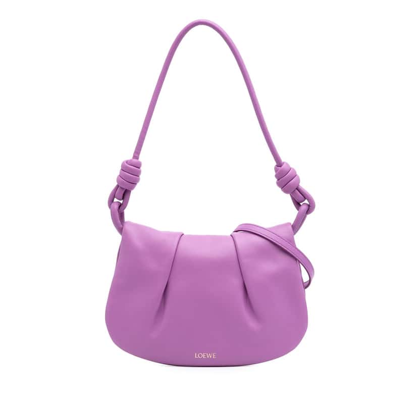 Loewe Shiny Calfskin Paseo Satchel Purple Leather Very good condition - Front View
