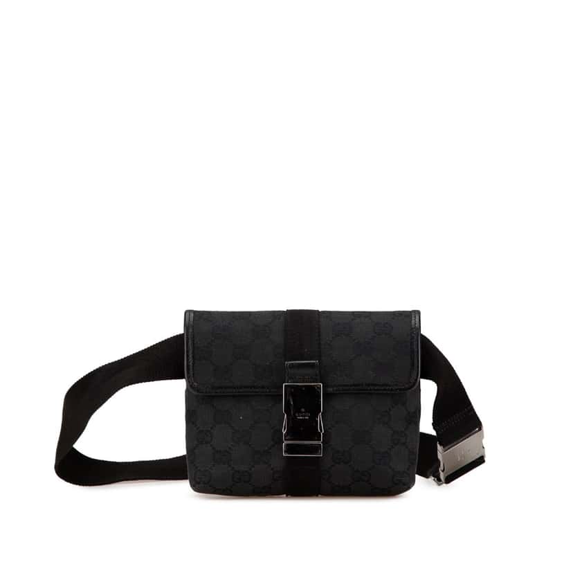 Gucci GG Canvas Belt Bag Black Canvas Good condition - Front View