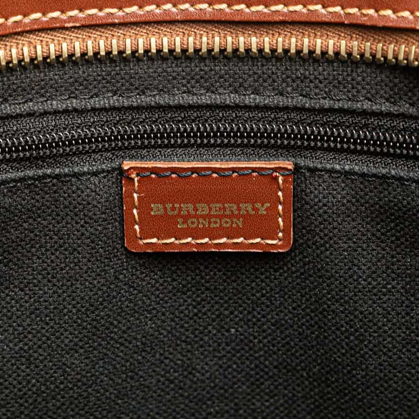 Burberry Haymarket Check Coated Canvas Tote Brown Canvas Good condition - Box View