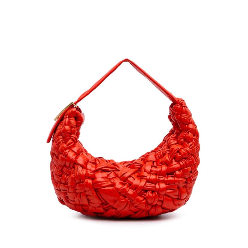 Bottega Veneta Foulard Intrecciato Calfskin Banana Hobo Red Leather Good condition - Front View