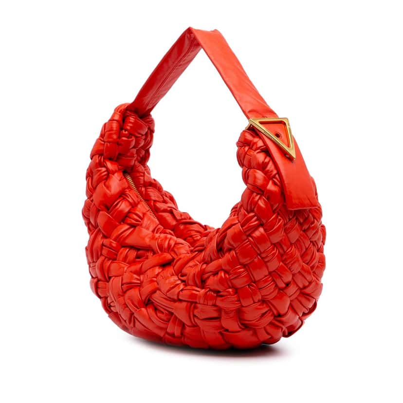 Bottega Veneta Foulard Intrecciato Calfskin Banana Hobo Red Leather Good condition - Back View