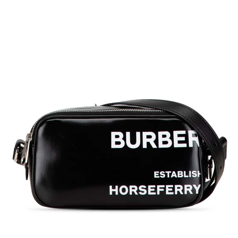 Burberry Micro Coated Canvas Horseferry Camera Bag Black Canvas Good condition - Front View