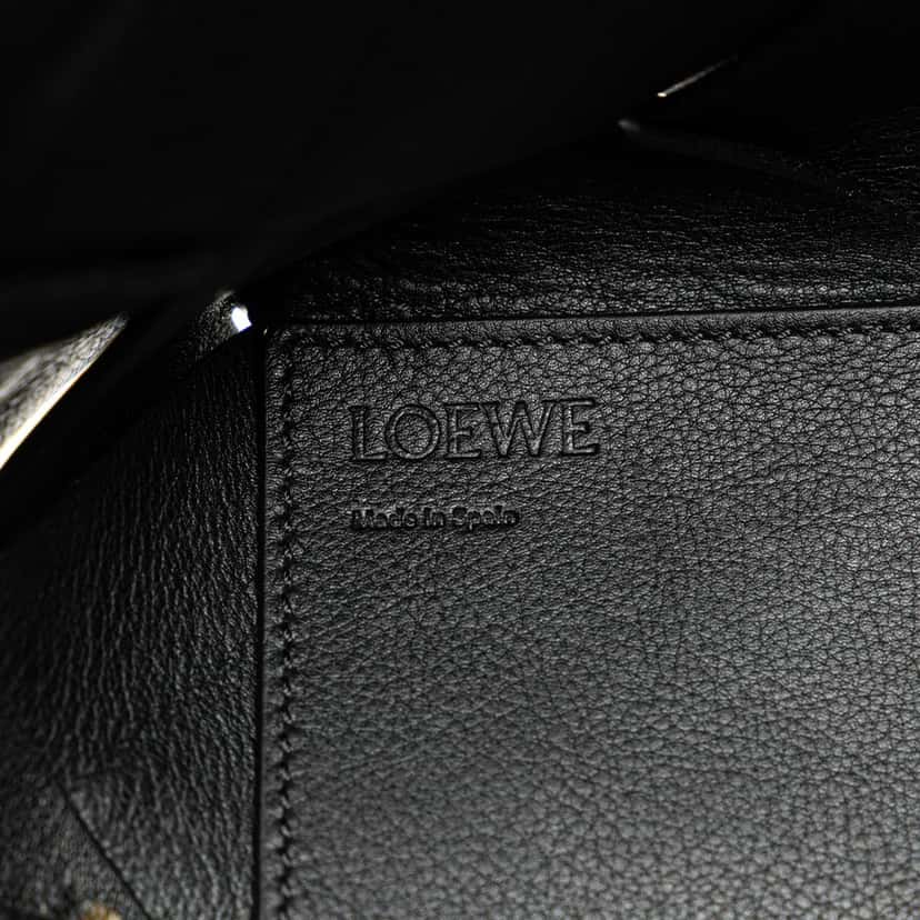Loewe Small Woven Calfskin Buckle Surplus Basket Bag Black Leather Good condition - Box View