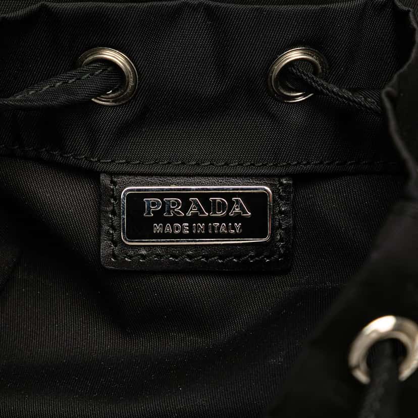 Prada Tessuto Drawstring Pouch Black Good condition - Box View