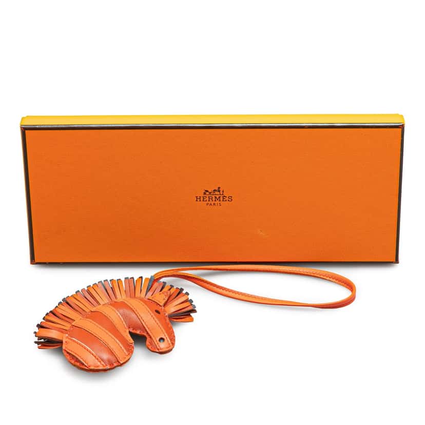 Hermès Milo GeeGee Savannah Bag Charm Orange Leather Good condition - Box View