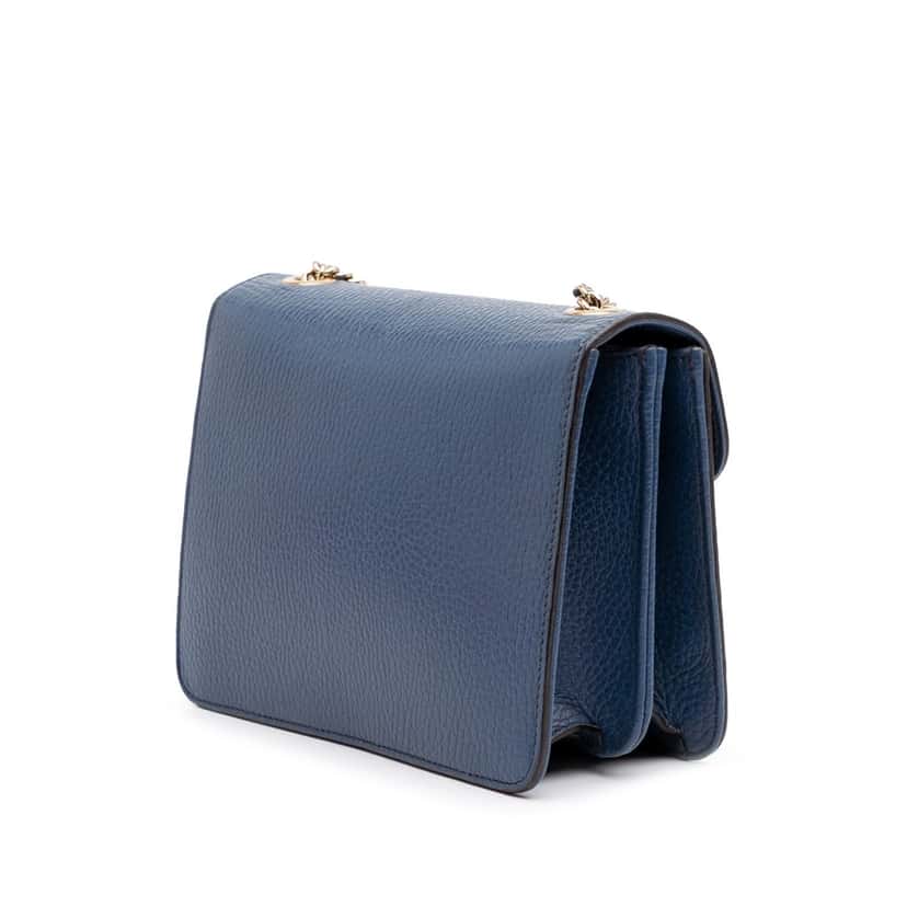Gucci Small Dollar Calfskin Interlocking G Crossbody Blue Leather Good condition - Back View