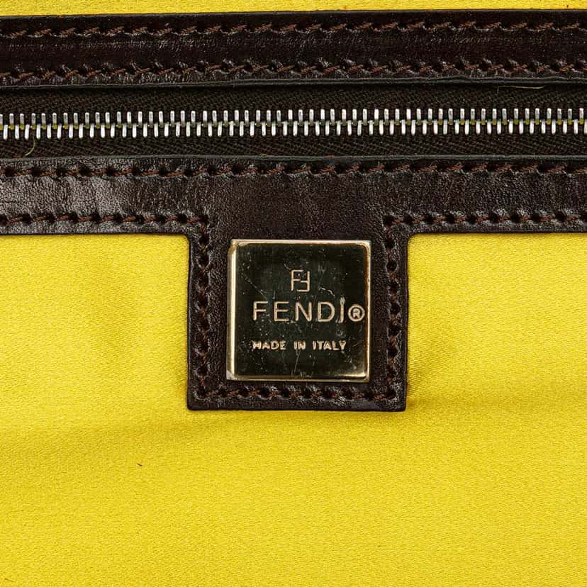 Fendi Zucca Canvas Flower Applique Tote Brown Canvas Good condition - Box View
