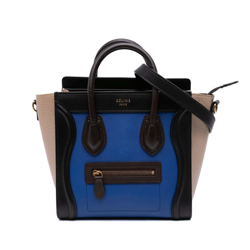 Celine Nano Tricolor Leather Luggage Tote Blue Leather Good condition - Front View