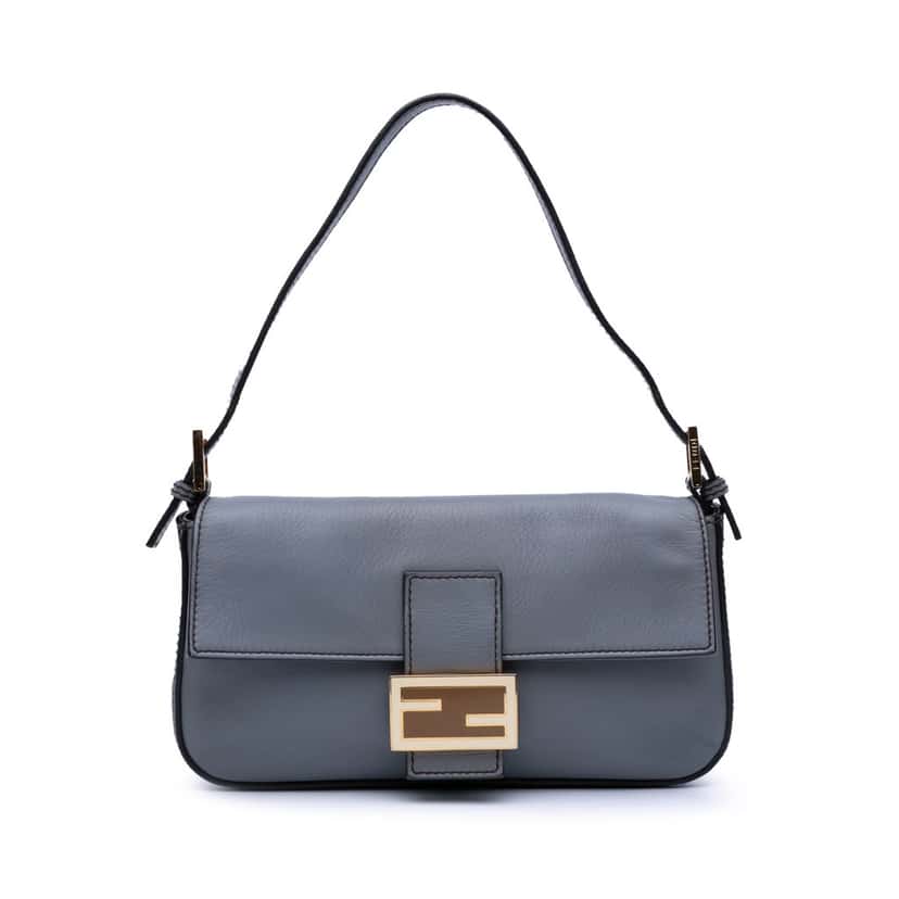 Fendi Leather Baguette Satchel Blue Leather Good condition - Front View