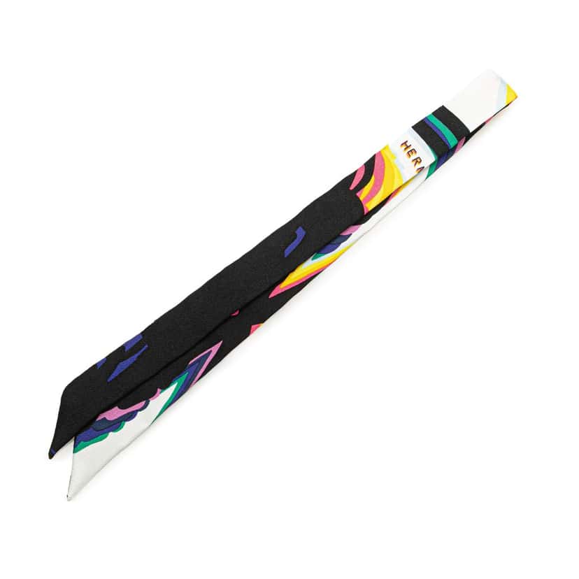 Hermès Brides De Gala Shadow Silk Twilly Scarf Black Silk Good condition - Front View