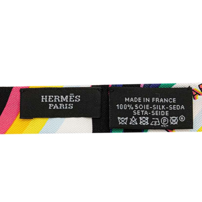 Hermès Brides De Gala Shadow Silk Twilly Scarf Black Silk Good condition - Inside View