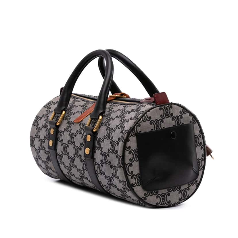 Celine Macadam Canvas Boston Bag Grey Canvas Good condition - Back View