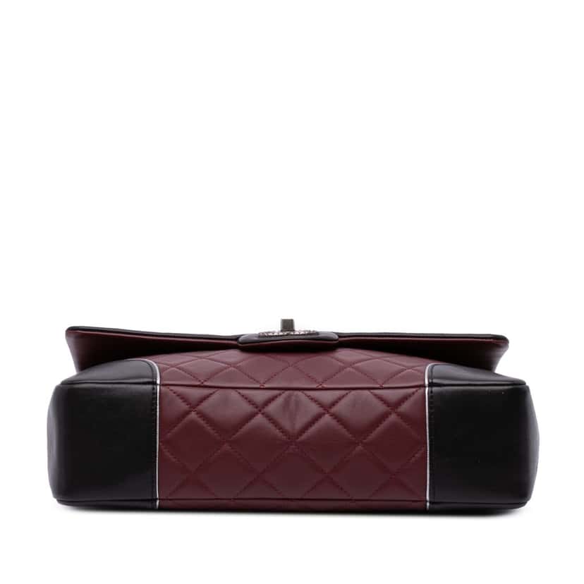 Chanel Paris-Salzburg Jumbo Bicolor Quilted Lambskin Tyrolean Flap Red Leather Good condition - Inside View