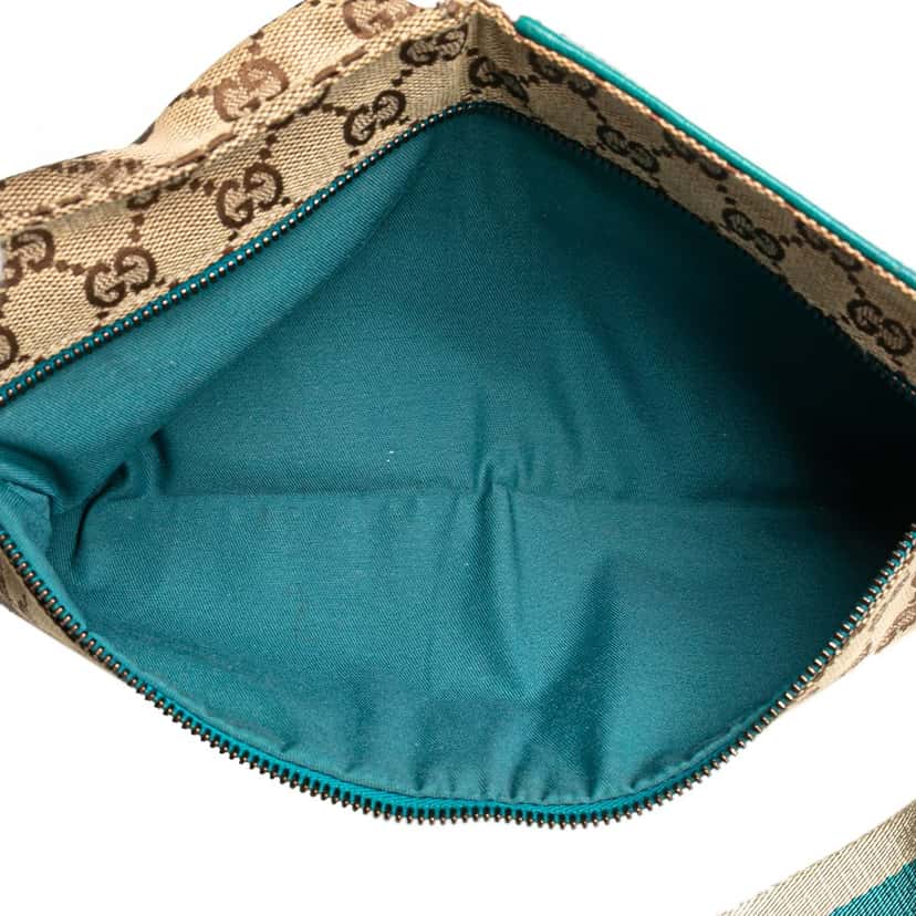 Gucci GG Canvas Web Double Pocket Belt Bag Brown Canvas Good condition - Model View