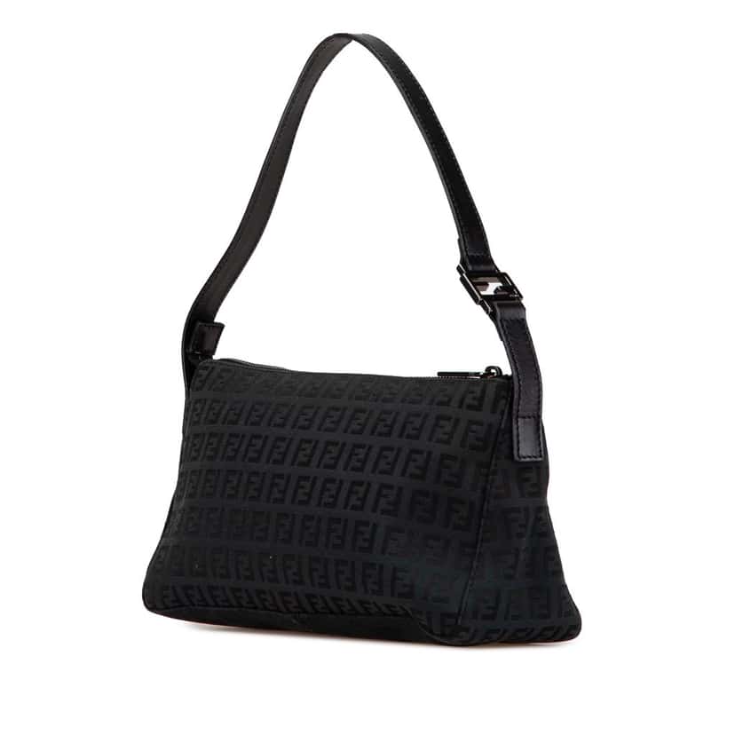 Fendi Zucchino Canvas Shoulder Bag Black Canvas Fair condition - Back View
