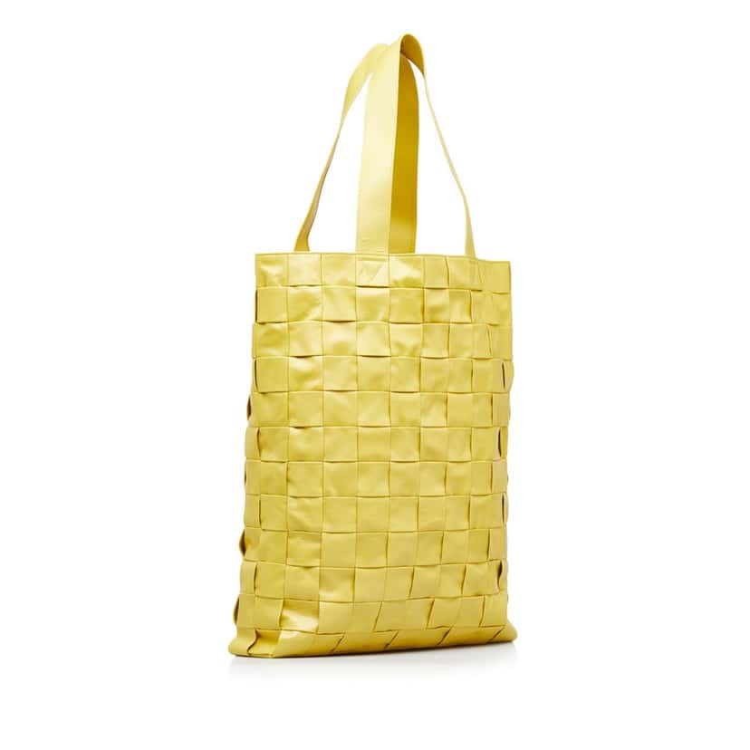 Bottega Veneta Maxi Nappa Intrecciato Cassette Tote Yellow Leather Good condition - Back View