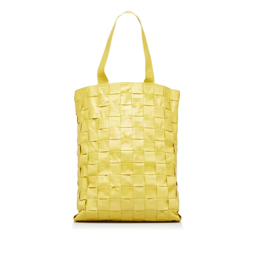 Bottega Veneta Maxi Nappa Intrecciato Cassette Tote Yellow Leather Good condition - Inside View