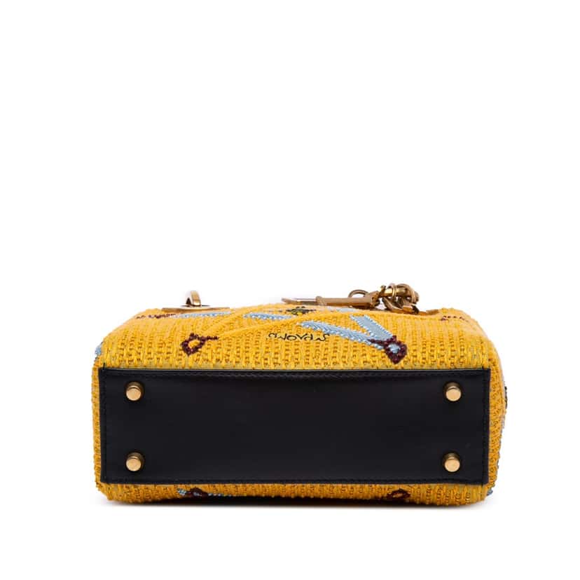 Dior Mini Embroidered Canvas Swords Lady Dior Yellow Canvas Good condition - Inside View