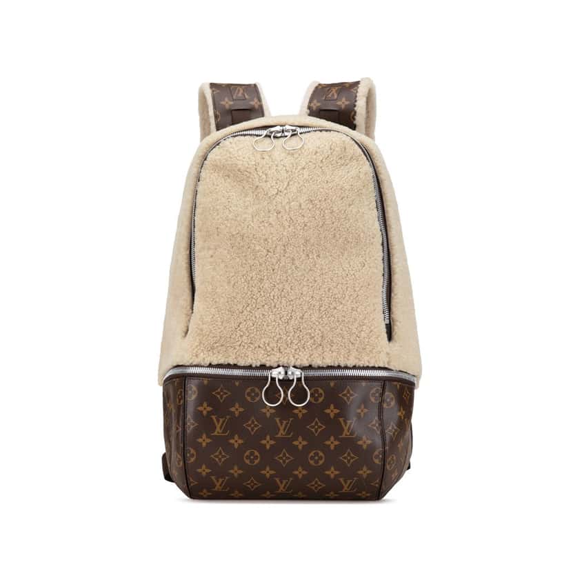 Louis Vuitton Marc Newson Monogram Shearling Backpack Brown Canvas Good condition - Front View