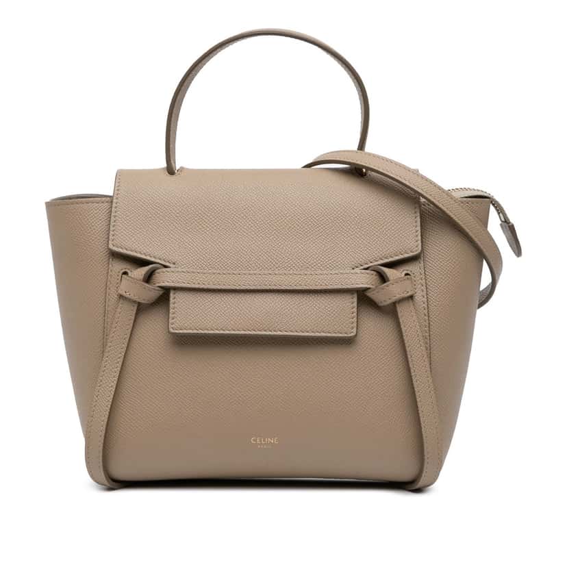 Celine Nano Grained Calfskin Belt Bag Brown Leather Good condition - Front View