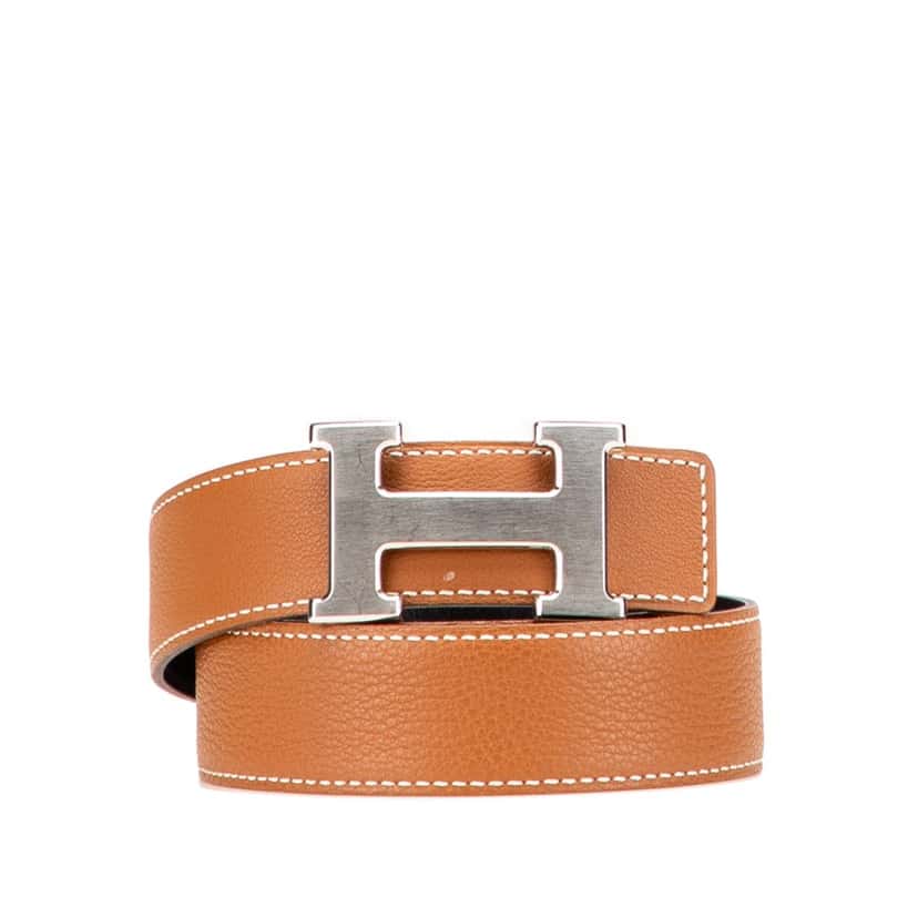 Hermès Leather Constance H Reversible Belt Brown Leather Good condition - Front View
