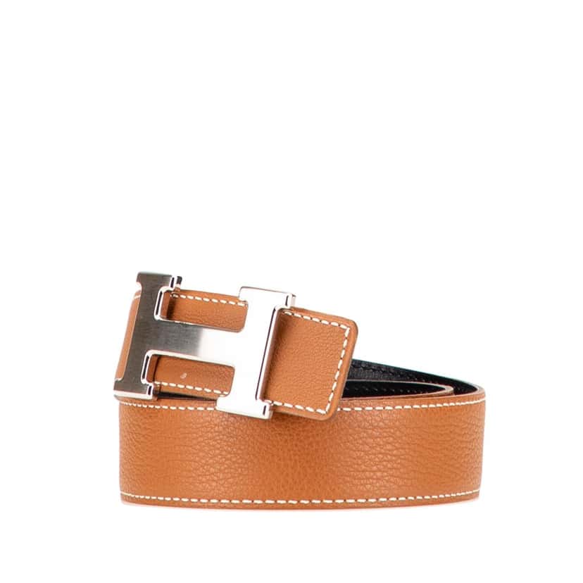Hermès Leather Constance H Reversible Belt Brown Leather Good condition - Back View