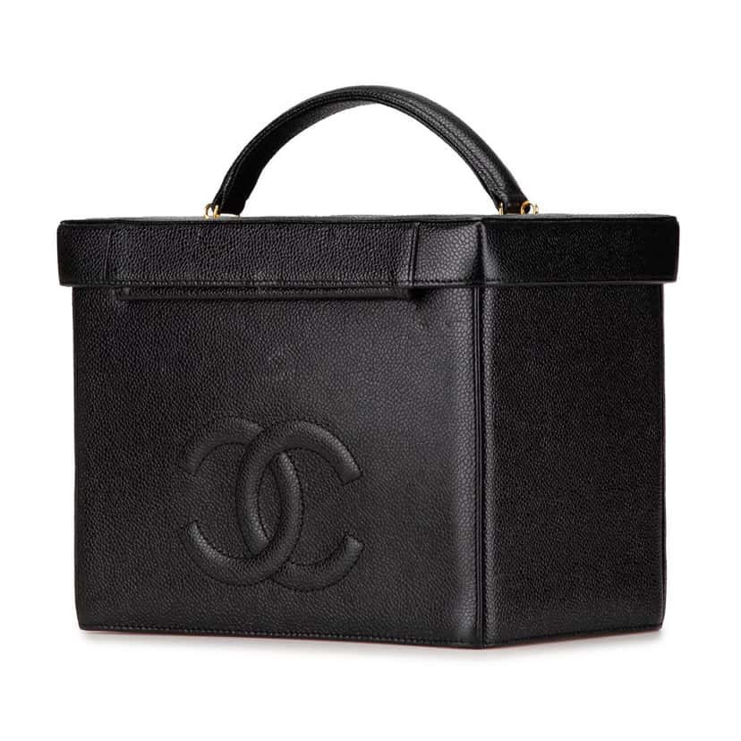 Chanel CC Caviar Vanity Case Black Leather Good condition - Back View