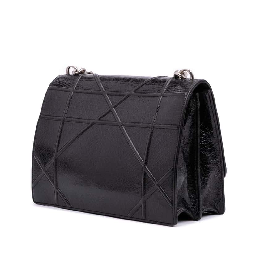Dior Large Crackled Deerskin Diorama Satchel Black Leather Good condition - Back View